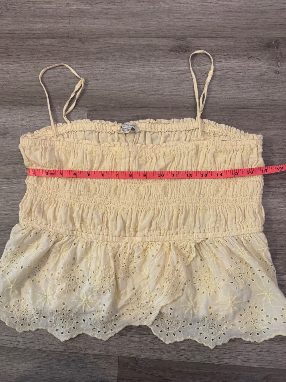 American Eagle Outfitters Yellow Smocked Eyelet Cami - Picture 3 of 5